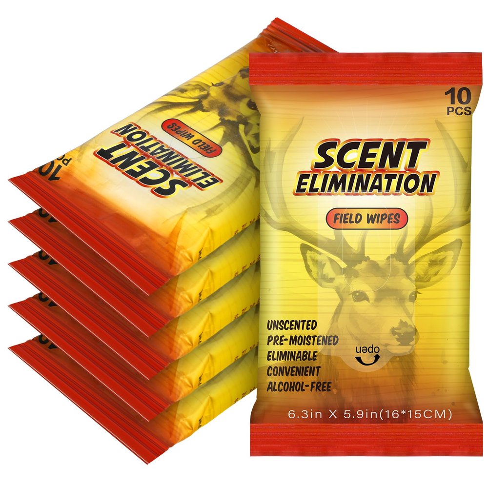 Timgle 6 Packs Scent Elimination Field Wipes 60 Count Scent Blocker Unscented Hunting Wipes for Deer Hunting Odor Cover Elimination Control