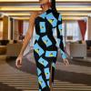 Flag of Saint Lucia Women's One Shoulder Long Sleeve Dress Sexy Slit Bodycon Wedding Party Maxi Dresses S view 2