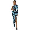 Flag of Saint Lucia Women's One Shoulder Long Sleeve Dress Sexy Slit Bodycon Wedding Party Maxi Dresses S view 3