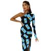 Flag of Saint Lucia Women's One Shoulder Long Sleeve Dress Sexy Slit Bodycon Wedding Party Maxi Dresses S view 4