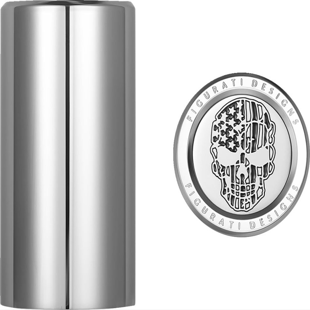 Figurati Designs FD27-DC-2545-SS Docking Hardware Cover - Stainless Steel with Contrast Cut American Flag Skull