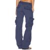 Womens Cargo Pants Y2K Teen Girls Fashion Low Waist Parachute Pants Baggy Wide Leg Jogger Pants Streetwear Hiking Pants Blue view 2