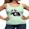 Go All Out Small Mint Women Fitted Never Better Skeleton Drinking Coffee Halloween Party Sleeveless Tank Top T-Shirt view 1