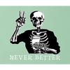 Go All Out Small Mint Women Fitted Never Better Skeleton Drinking Coffee Halloween Party Sleeveless Tank Top T-Shirt view 2