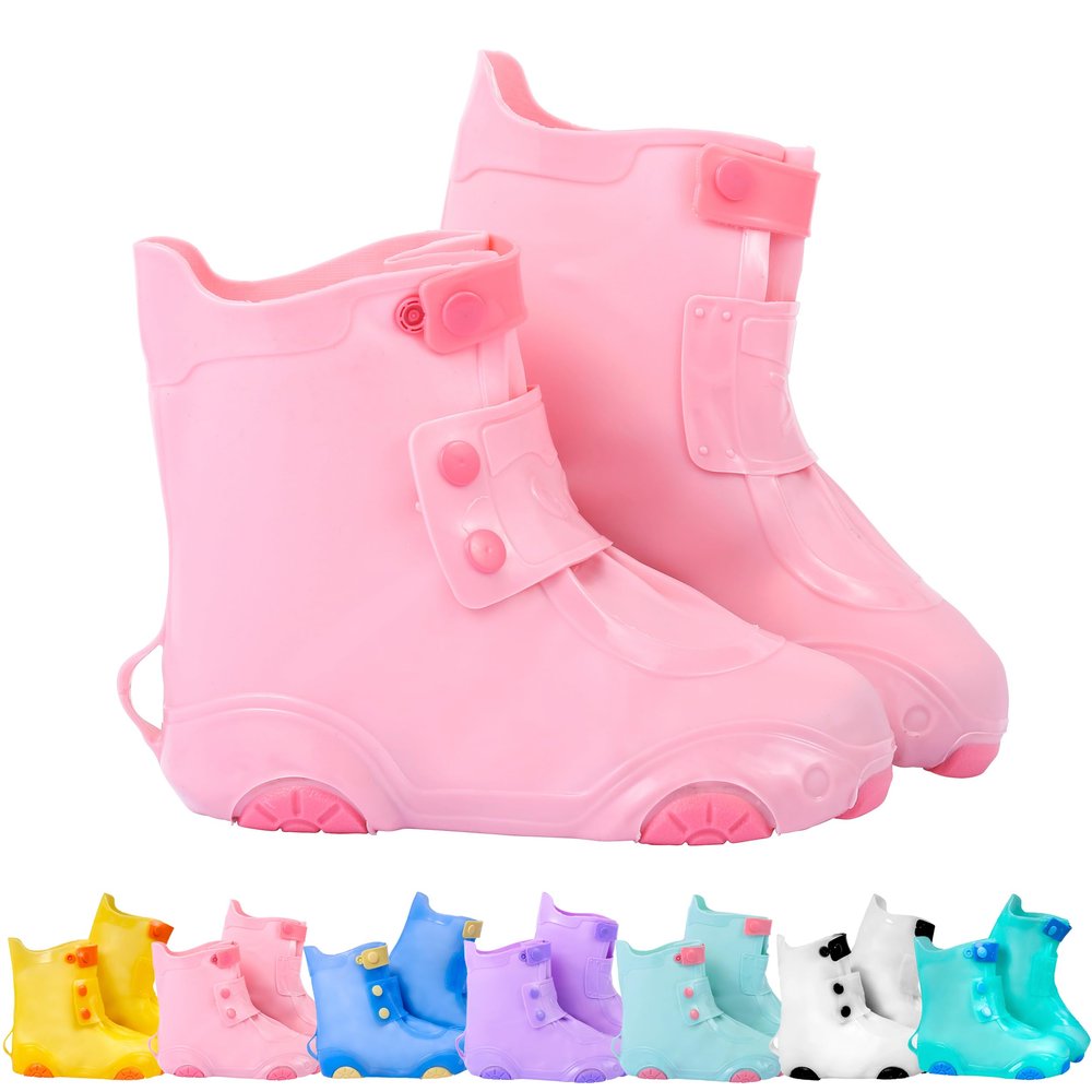 Galashield Rain Shoe Covers Kids Waterproof Shoe Cover for Boys Girls Reusable Galoshes Overshoes (Pink, XX-Large)