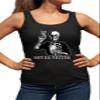 Go All Out Large Black Women Fitted Never Better Skeleton Drinking Coffee Halloween Party Sleeveless Tank Top T-Shirt view 1