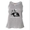 Go All Out Small Heather Grey Women Flowy Never Better Skeleton Drinking Coffee Halloween Party Sleeveless Tank Top T-Shirt view 1
