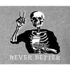 Go All Out Small Heather Grey Women Flowy Never Better Skeleton Drinking Coffee Halloween Party Sleeveless Tank Top T-Shirt view 3