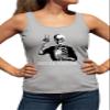 Go All Out Small Heather Grey Women Fitted Never Better Skeleton Drinking Coffee Halloween Party Sleeveless Tank Top T-Shirt view 1