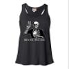 Go All Out Small Black Women Flowy Never Better Skeleton Drinking Coffee Halloween Party Sleeveless Tank Top T-Shirt view 1