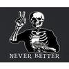 Go All Out Small Black Women Flowy Never Better Skeleton Drinking Coffee Halloween Party Sleeveless Tank Top T-Shirt view 3