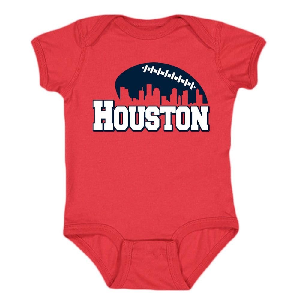 Houston Skyline Kid's Bodysuit for Football Fans (Red, 12M)