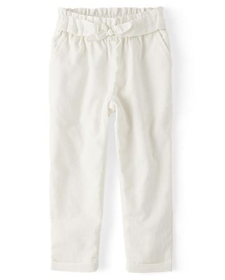Gymboree,and Toddler Drawstring Linen Pants,Simply White,8