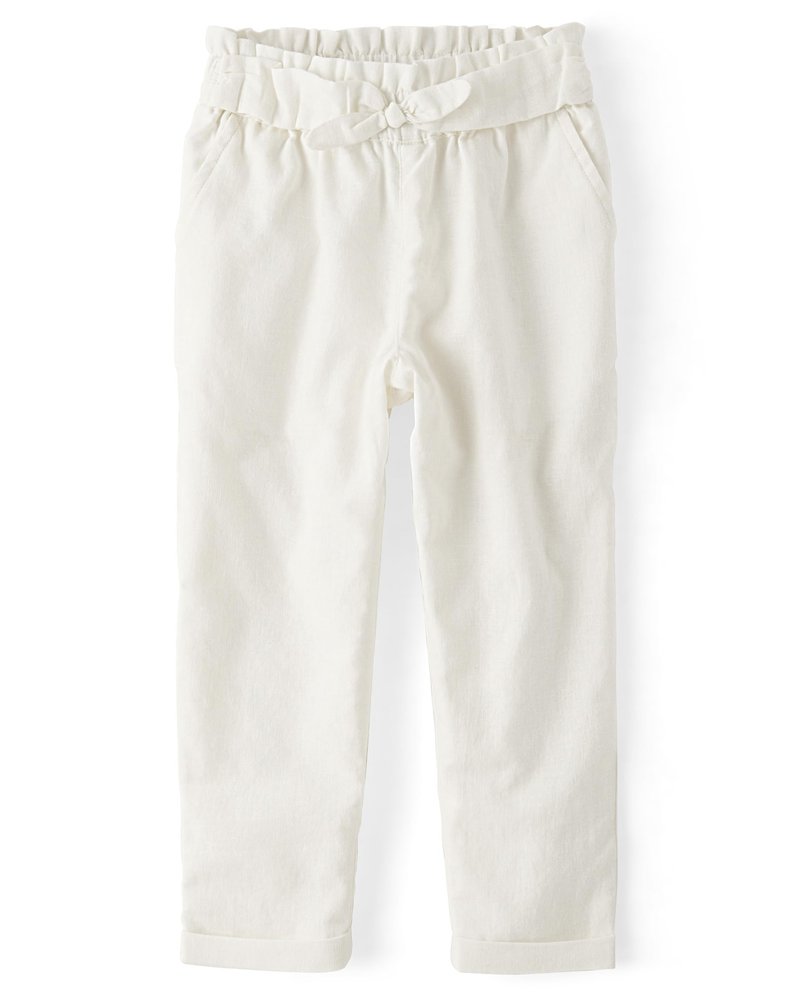 Gymboree,and Toddler Drawstring Linen Pants,Simply White,8