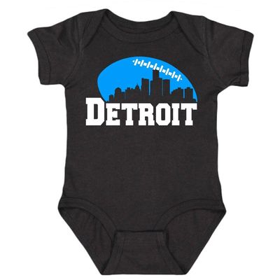 Xtreme Apparrel Detroit Skyline Baby Bodysuit for Football Fans (Black, 24M)