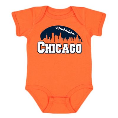 Xtreme Apparrel Chicago Skyline Baby Bodysuit for Football Fans (Orange, 12M)