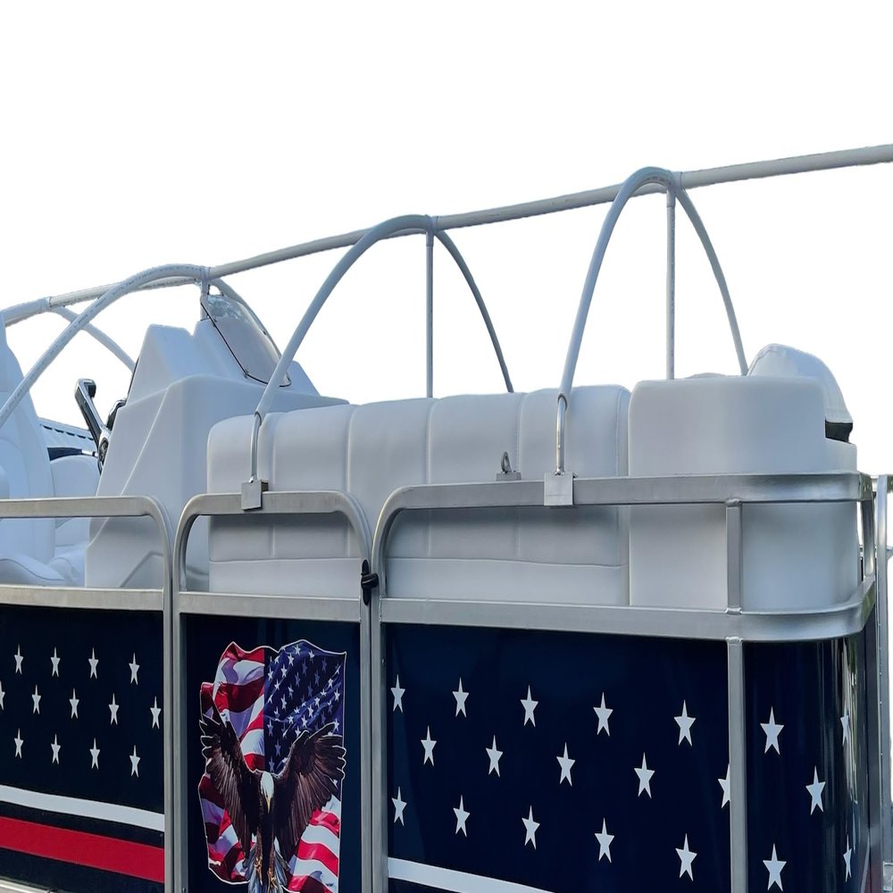 PONTOON BOAT SOLUTIONS, 18-22 Pontoon Boat Canvas Solution with 9 Rise Combo Pack with 18 Gator Bites