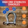 Premium Stainless Steel D-Ring Shackles, Marine Grade, 4-Pack, 3/8" Mini Bow or Clevis Anchor Shackle for Boat, Sailboat, Chain, Rigging Clasp view 3