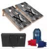 Tailgating Pros Monogrammed Grey Cornhole Boards w/Ring Lights - 4'x2' Lightweight Cornhole Game- Includes LED Rings, Carrying Case, Set of 8 Corn Hole Bags & Tote view 1