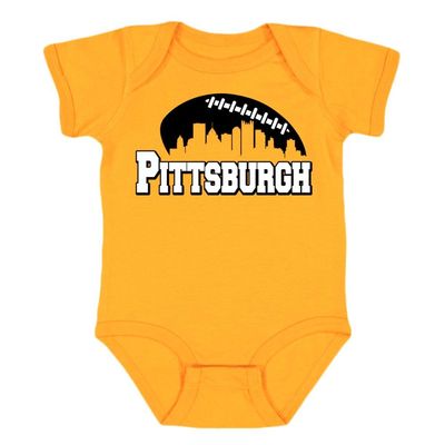 Xtreme Apparrel Pittsburgh Skyline Kid's Bodysuit for Football Fans (Gold, 12M)