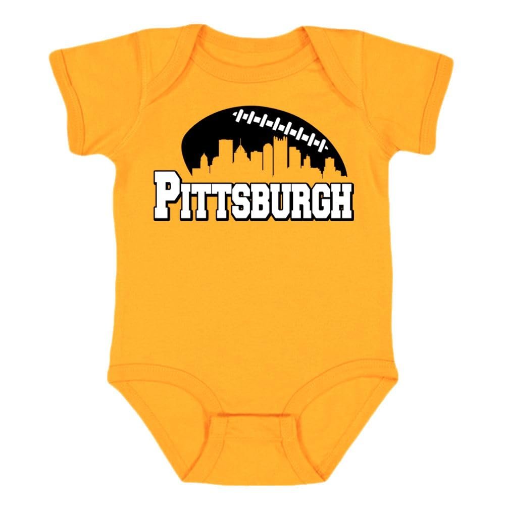 Xtreme Apparrel Pittsburgh Skyline Kid's Bodysuit for Football Fans (Gold, 12M)
