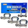 Premium Stainless Steel D-Ring Shackles, Marine Grade, 4-Pack, 1/4" Mini Bow or Clevis Anchor Shackle for Boat, Sailboat, Chain, Rigging Clasp view 1