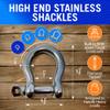 Premium Stainless Steel D-Ring Shackles, Marine Grade, 4-Pack, 1/4" Mini Bow or Clevis Anchor Shackle for Boat, Sailboat, Chain, Rigging Clasp view 3
