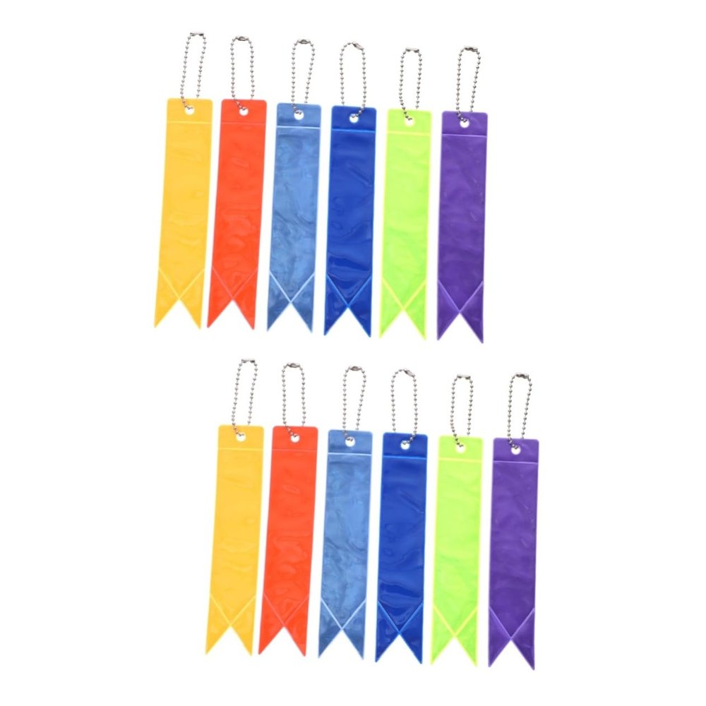 Sosoport 24pcs Reflective Keychain for Boys and Girls Adults Stylish Pendant Key Holders Fluorescent and High Visibility Reflective Backpack Strap