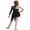 JEATHA Kids Girls Floral Lace Ballet Leotard with Skirt Asymmetrical Ice Skating Dress Lyrical Modern Dance Costume Black 6 Years view 2