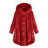 Womens Casual Sherpa Hoodie Jacket Fuzzy Fleece Warm Sweatshirts Button Down Oversized Outerwear Loose Hooded Tops view 1