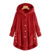 Womens Casual Sherpa Hoodie Jacket Fuzzy Fleece Warm Sweatshirts Button Down Oversized Outerwear Loose Hooded Tops view 2