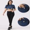 Allegra K Cropped Denim Jacket for Women's Short Sleeve Button Down Frayed Short Jeans Jackets X-Small Blue view 2