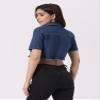 Allegra K Cropped Denim Jacket for Women's Short Sleeve Button Down Frayed Short Jeans Jackets X-Small Blue view 4