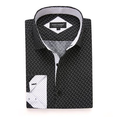 Alex Vando Mens Printed Dress Shirts Long Sleeve Regular Fit Button Down Shirt,Black 1218,XL