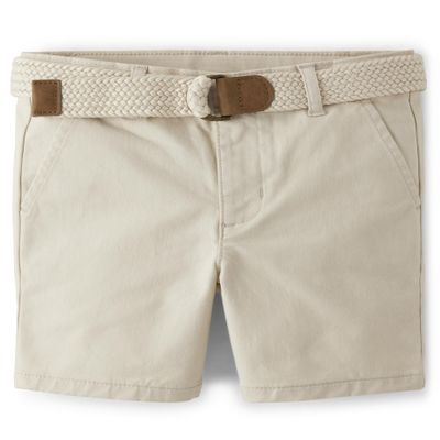 Gymboree,and Toddler Belted Twill Chino Shorts,Stone,7