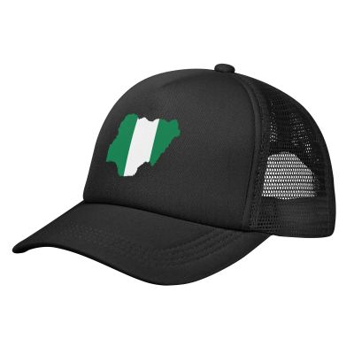 Wikjxiz Nigerian Flag of Nigeria Mesh Hat Trucker Hats Fashion Baseball Cap for Men Women Black Fishing Caps