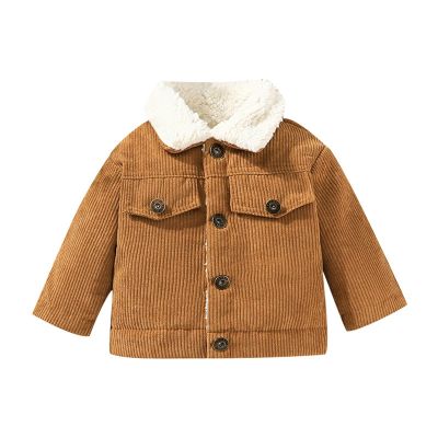 Baby Boys Girls Corduroy Jacket Kids Toddler erpa Lined Top Lapel Button Down Thicked Warm (Coffee, 12-18 Months)