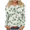 Work Tops for Women, Oversized Tshirt Maternity Shirts Women's Fashion Casual Round Neck Long Sleeve Printed T-Shirt Top Thermal Women Shirts Long Sleeve Women Plus Size Shirts (2-Green,X-Large) view 1