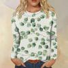 Work Tops for Women, Oversized Tshirt Maternity Shirts Women's Fashion Casual Round Neck Long Sleeve Printed T-Shirt Top Thermal Women Shirts Long Sleeve Women Plus Size Shirts (2-Green,X-Large) view 2