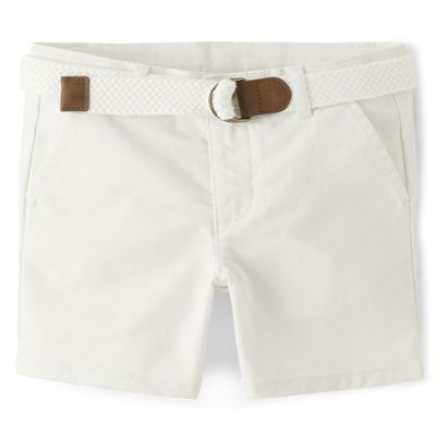 Gymboree,and Toddler Belted Twill Chino Shorts,Simply White,3T
