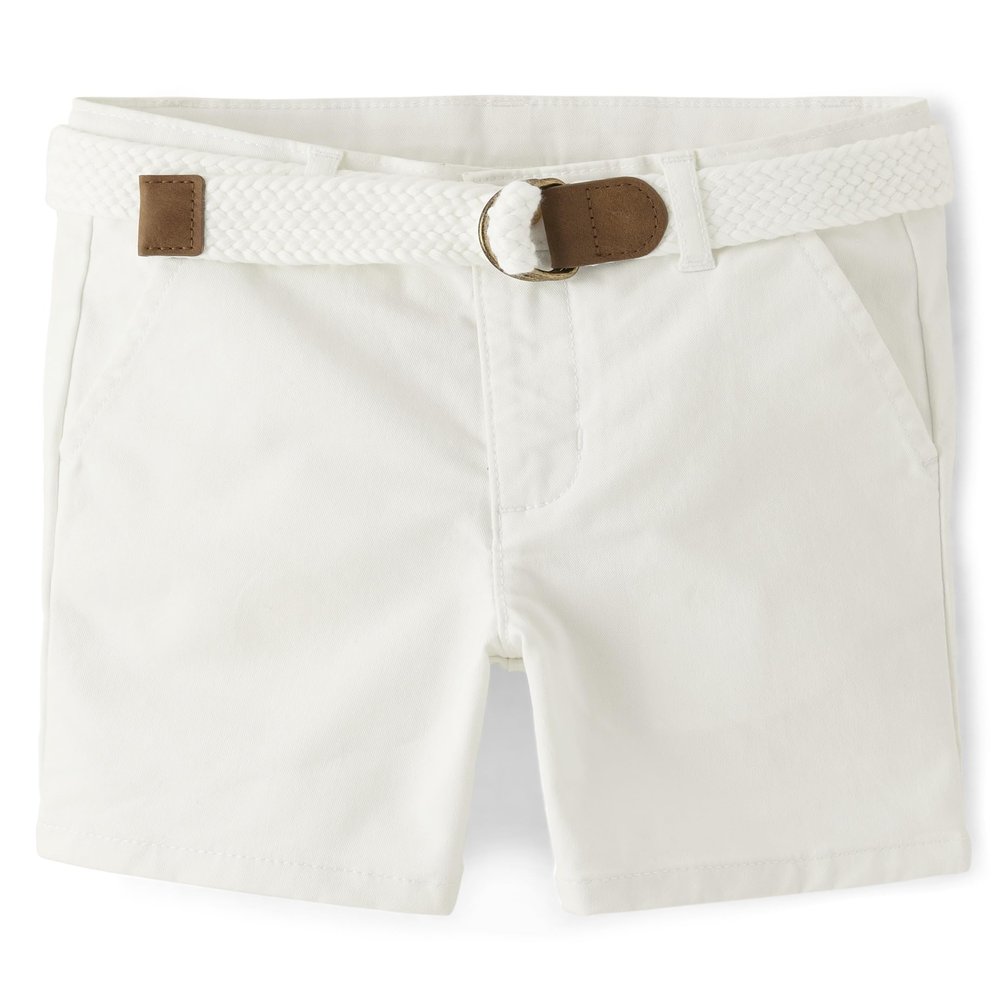 Gymboree,and Toddler Belted Twill Chino Shorts,Simply White,3T