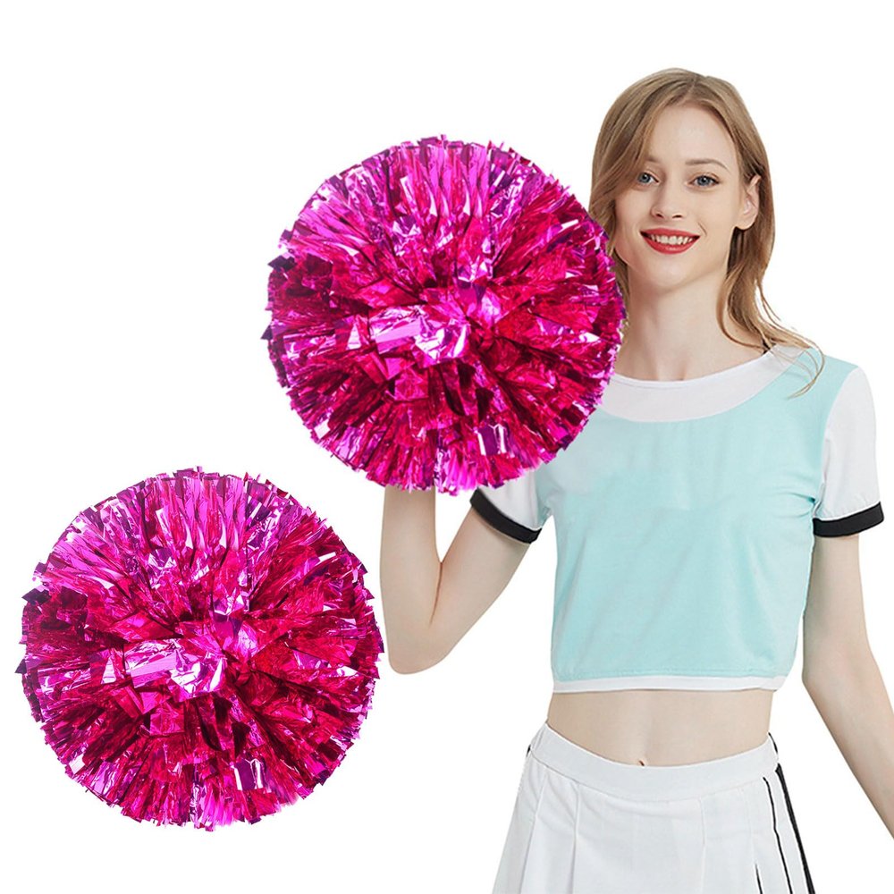 2 Pack Cheer pom poms , Professional Cheerleader Pom Poms ,for Team Spirit Sports Dance Cheer Kids Adults (Hot Pink)