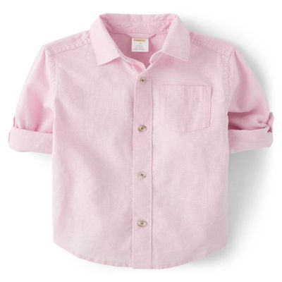 Gymboree,and Toddler Long Sleeve Button Up Shirts,Simple Pink,5T