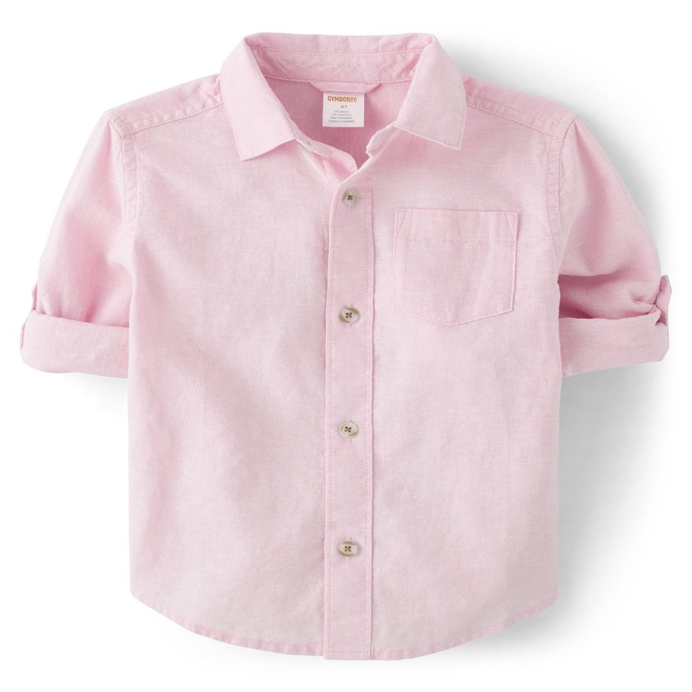 Gymboree,and Toddler Long Sleeve Button Up Shirts,Simple Pink,5T