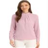 Allegra K Work Blouses for Women Stand Collar Long Sleeve Ruched Dressy Business Casual Work Shirt X-Large Pink view 1