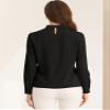 Allegra K Work Blouses for Women Stand Collar Long Sleeve Ruched Dressy Business Casual Work Shirt X-Small Black view 2
