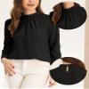 Allegra K Work Blouses for Women Stand Collar Long Sleeve Ruched Dressy Business Casual Work Shirt X-Small Black view 4