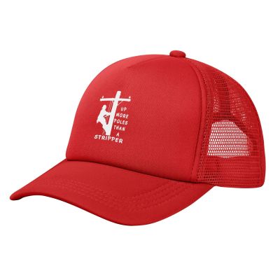 Wikjxiz Up More Poles Than A Stripper Mesh Hat Trucker Hats Adjustable Baseball Cap for Men Women Red Fishing Caps