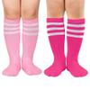 Century Star Toddler Soccer Socks for Girls Boys Baseball Socks Youth Softball Sock Kids Breathable Athletic Socks for Sports 2 Pair Pink White & Rose White 9-12 Years view 1