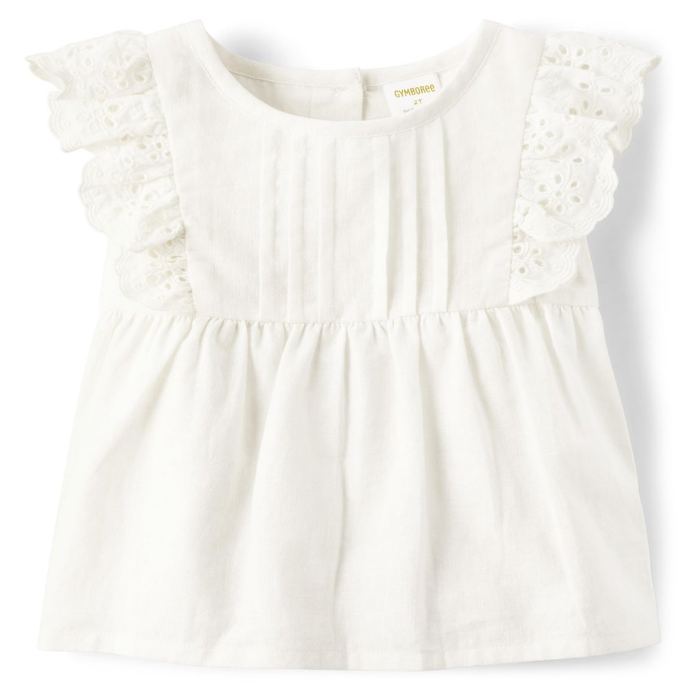 Gymboree,and Toddler Short Sleeve Woven Shirts,Simply White,2T
